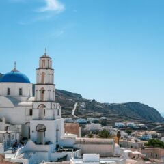 圣托里尼 Pyrgos 城堡的螺旋年轮
